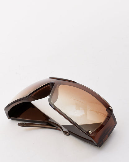 Dior Vintage Brown Acetate Logo Overshine Sunglasses