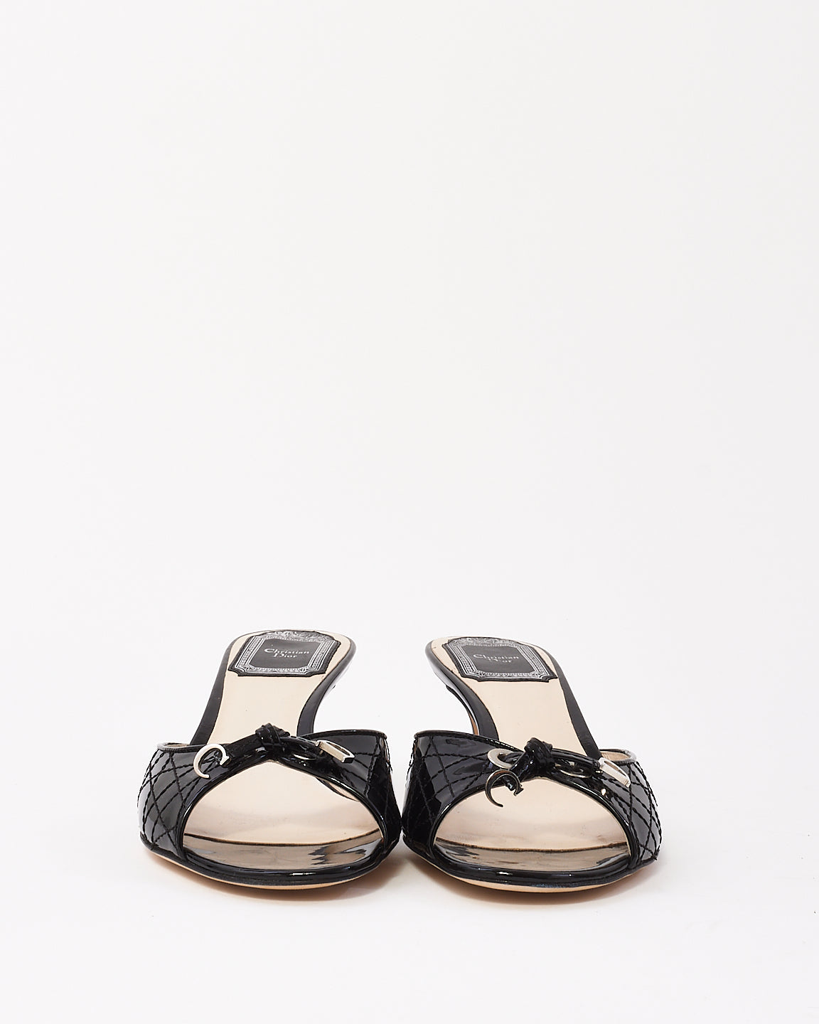 Dior Black Patent Cannage Leather Sandals -36.5
