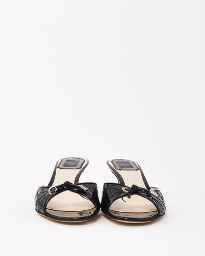 Dior Black Patent Cannage Leather Sandals -36.5