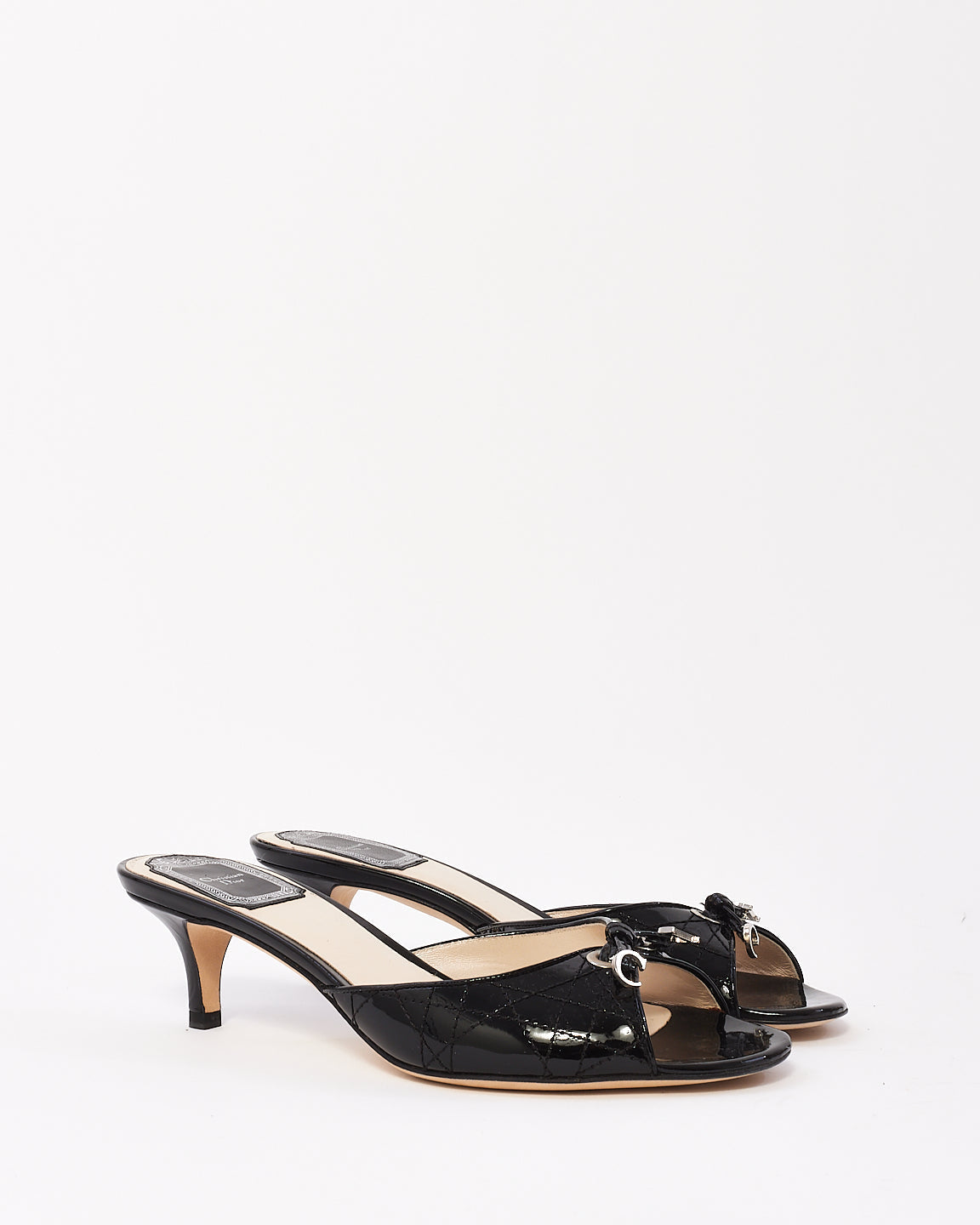Dior Black Patent Cannage Leather Sandals -36.5