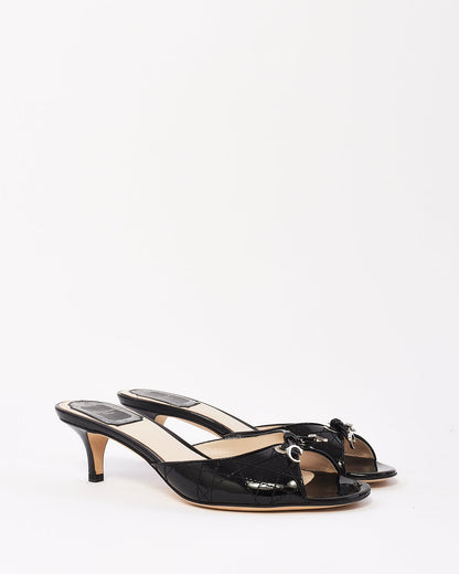 Dior Black Patent Cannage Leather Sandals -36.5