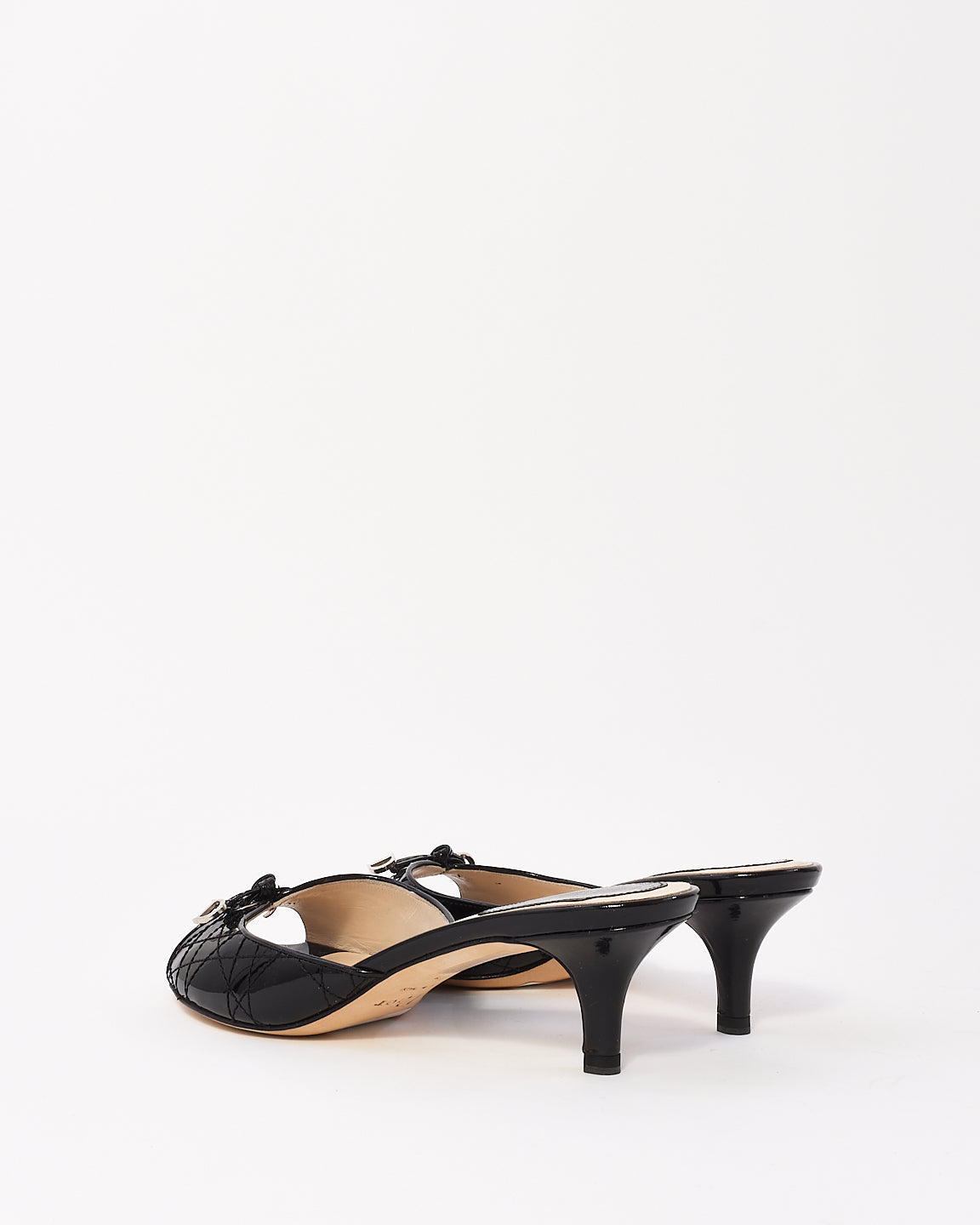 Dior Black Patent Cannage Leather Sandals -36.5
