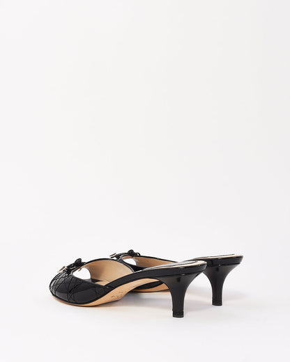Dior Black Patent Cannage Leather Sandals -36.5