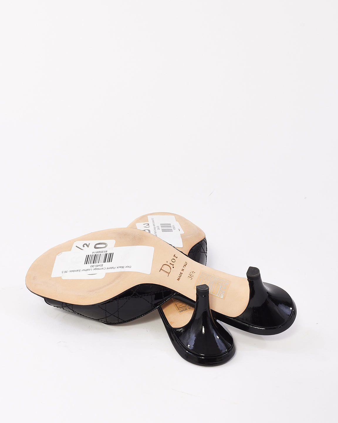 Dior Black Patent Cannage Leather Sandals -36.5