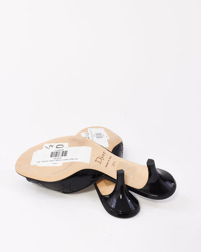 Dior Black Patent Cannage Leather Sandals -36.5