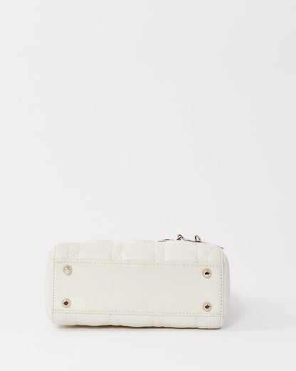 Dior White Cannage Leather Mini Lady Dior with Chain Strap