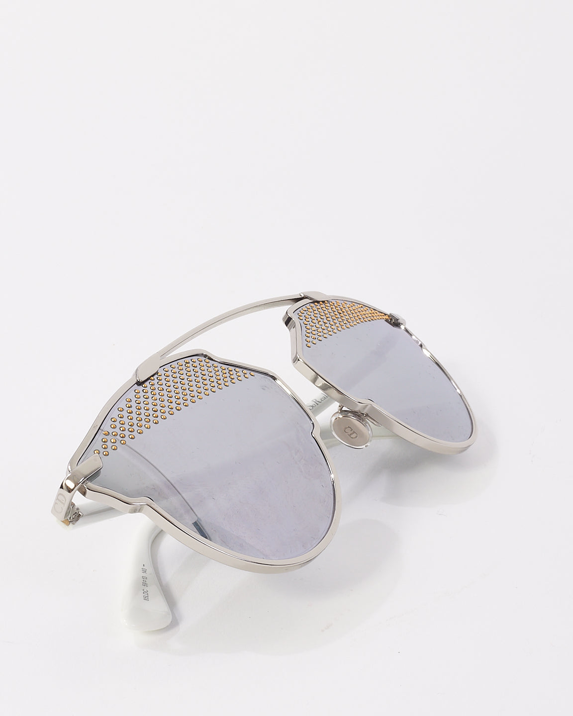 Dior Silver & White Metal Studded So Real Sunglasses 85 LDC