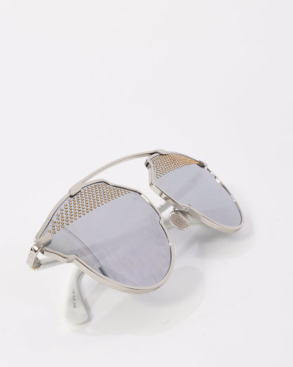 Dior Silver & White Metal Studded So Real Sunglasses 85 LDC