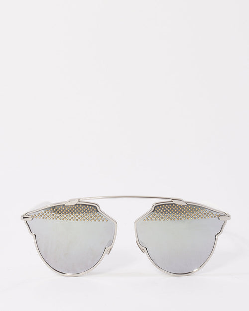 Dior Silver & White Metal Studded So Real Sunglasses 85 LDC