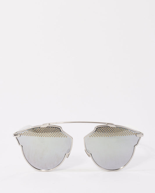 Dior Silver & White Metal Studded So Real Sunglasses 85 LDC