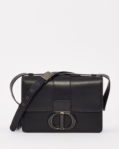 Dior Black Smooth Leather 30 Montaigne Bag with Black Hardware