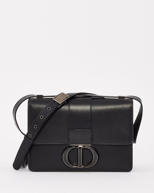 Dior Black Smooth Leather 30 Montaigne Bag with Black Hardware
