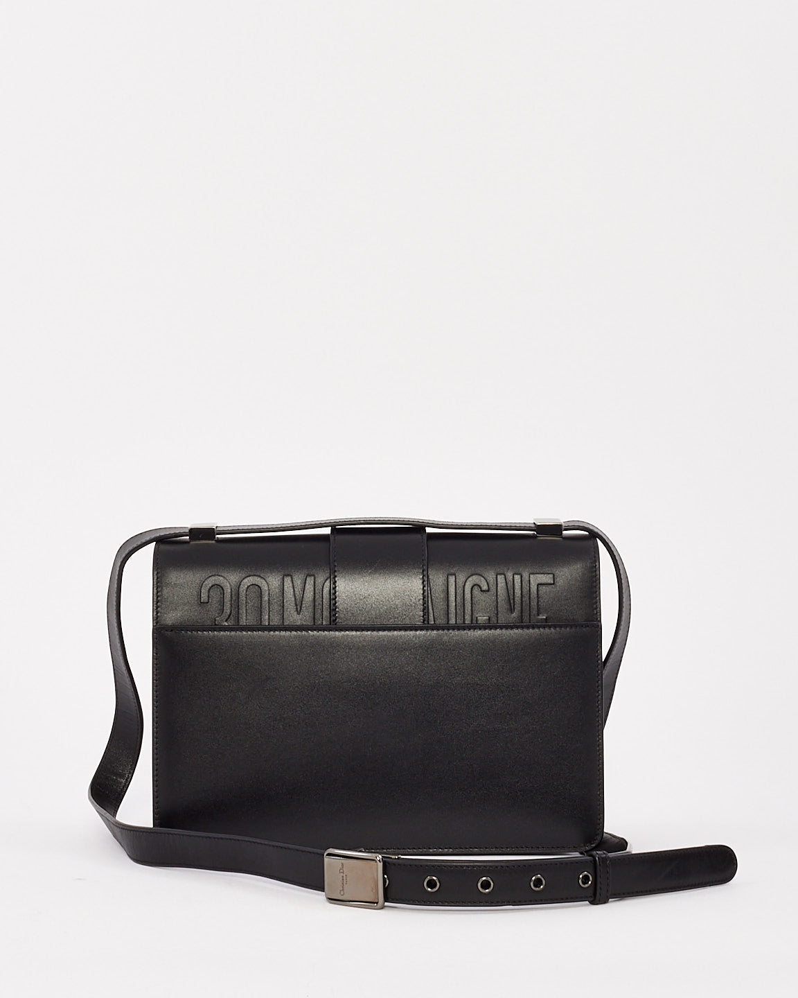 Dior Black Smooth Leather 30 Montaigne Bag with Black Hardware