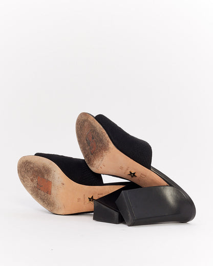 Dior Black Canvas Embroidered Dway Mule Heeled Sandals - 38