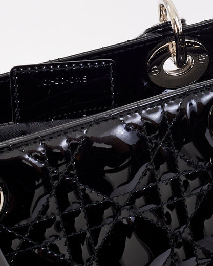 Dior Black Patent Leather Medium Lady Dior Bag