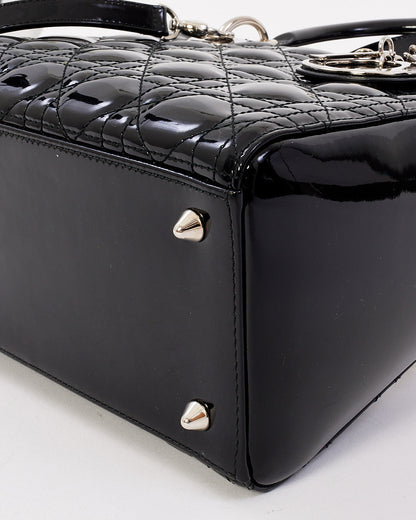Dior Black Patent Leather Medium Lady Dior Bag