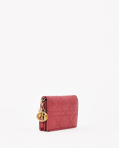 Dior Pink Calfskin Cannage Leather Mini Lady Dior Wallet