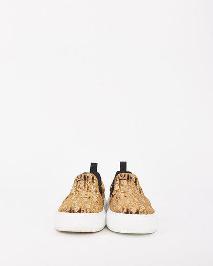 Dior Brown Velvet Solar Oblique Logo Slip On Sneakers 35.5