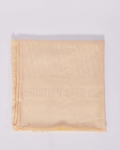 Dior Beige Wool & Silk Oblique Monogram Shawl