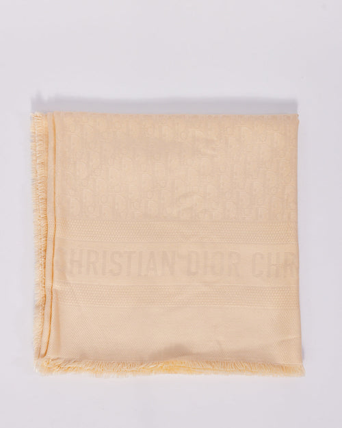 Dior Beige Wool & Silk Oblique Monogram Shawl