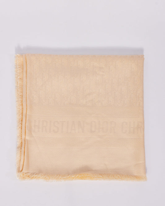 Dior Beige Wool & Silk Oblique Monogram Shawl