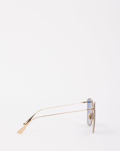 Dior Gold Metal Blue Lens Society1 Sunglasses