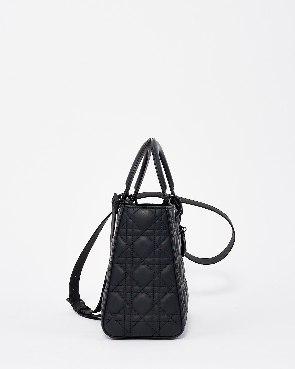 Dior Black Leather Medium Matte Lady Dior