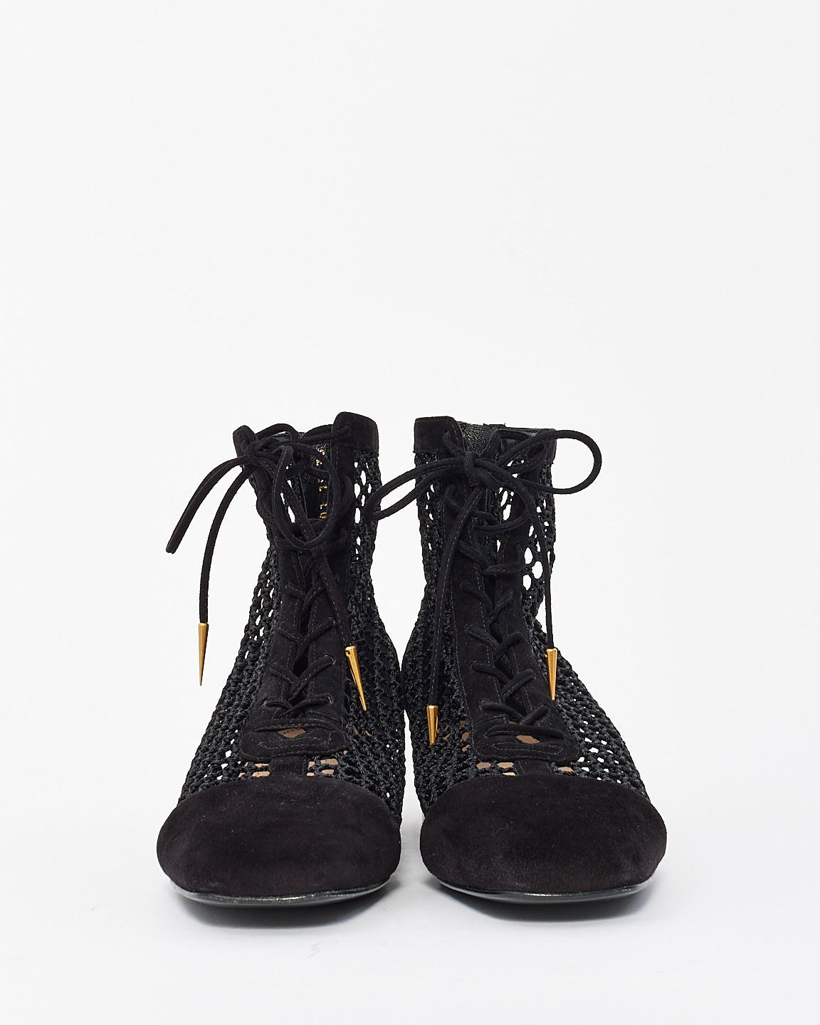 Dior Black Suede Mesh Naughtily-D Ankle Booties - 38