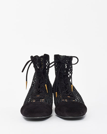 Dior Black Suede Mesh Naughtily-D Ankle Booties - 38