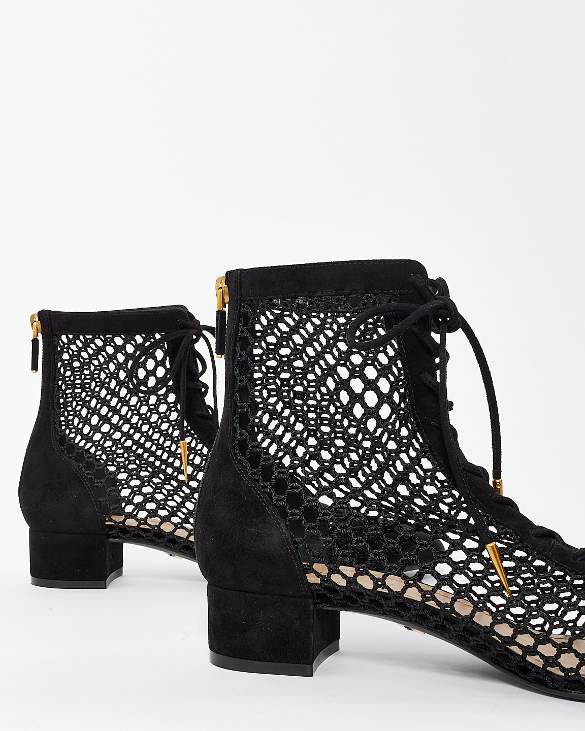 Dior Black Suede Mesh Naughtily-D Ankle Booties - 38
