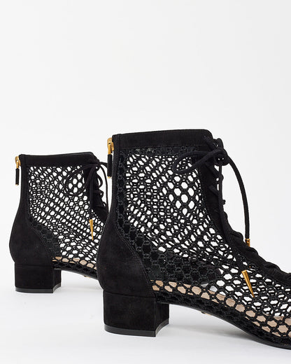 Dior Black Suede Mesh Naughtily-D Ankle Booties - 38
