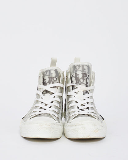 Dior White and Black Dior Oblique Canvas B23 Hightop Sneakers - 38