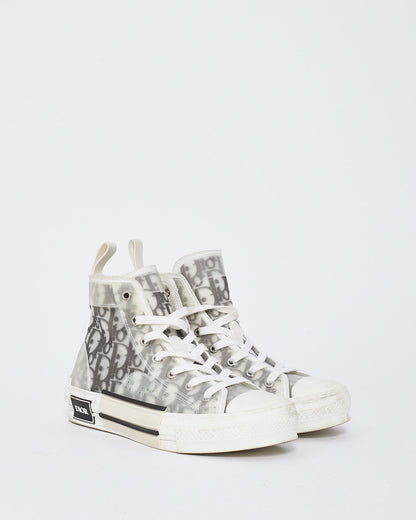 Dior White and Black Dior Oblique Canvas B23 Hightop Sneakers - 38