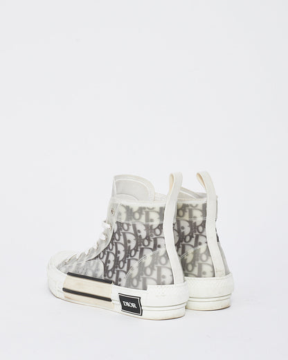 Dior White and Black Dior Oblique Canvas B23 Hightop Sneakers - 38