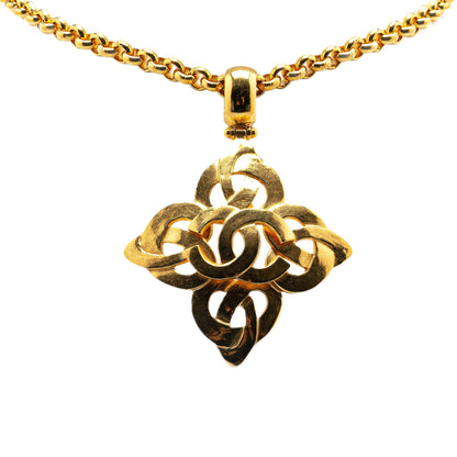 Gold Chanel Gold Plated CC Pendant Necklace
