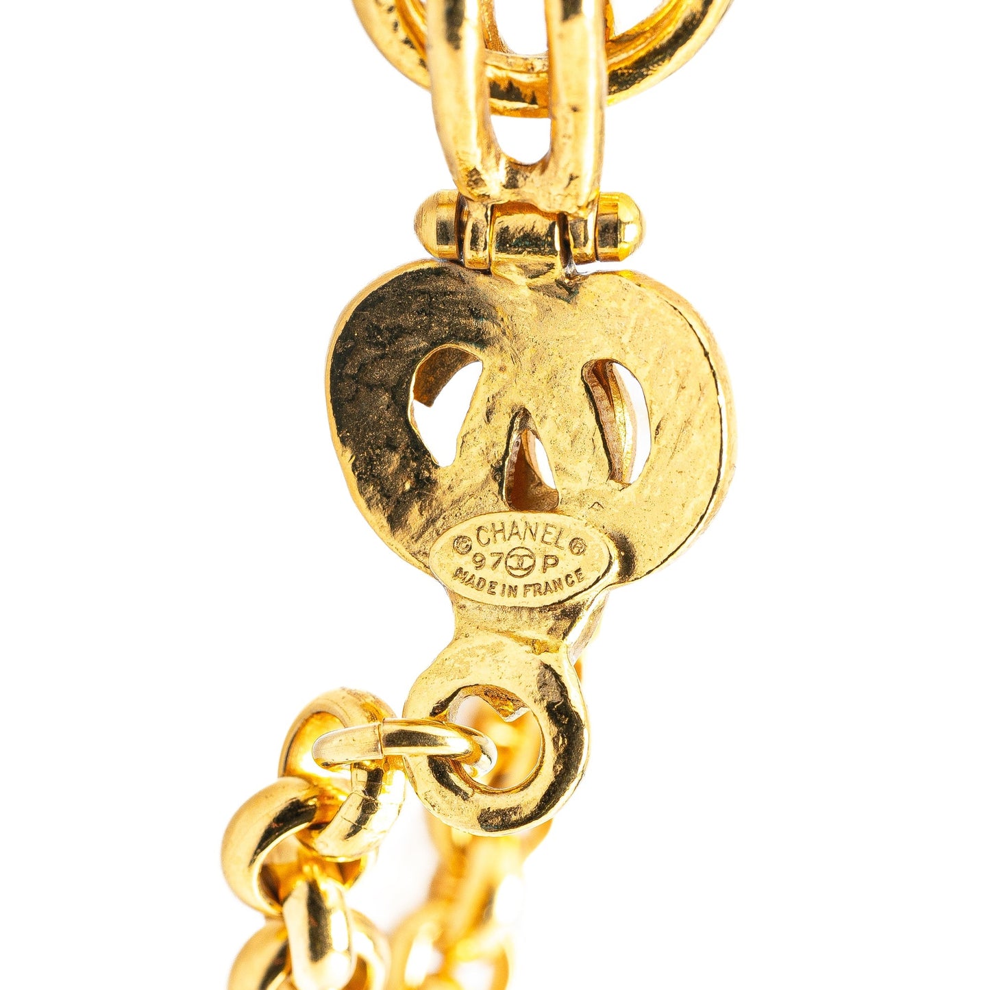 Gold Chanel Gold Plated CC Pendant Necklace
