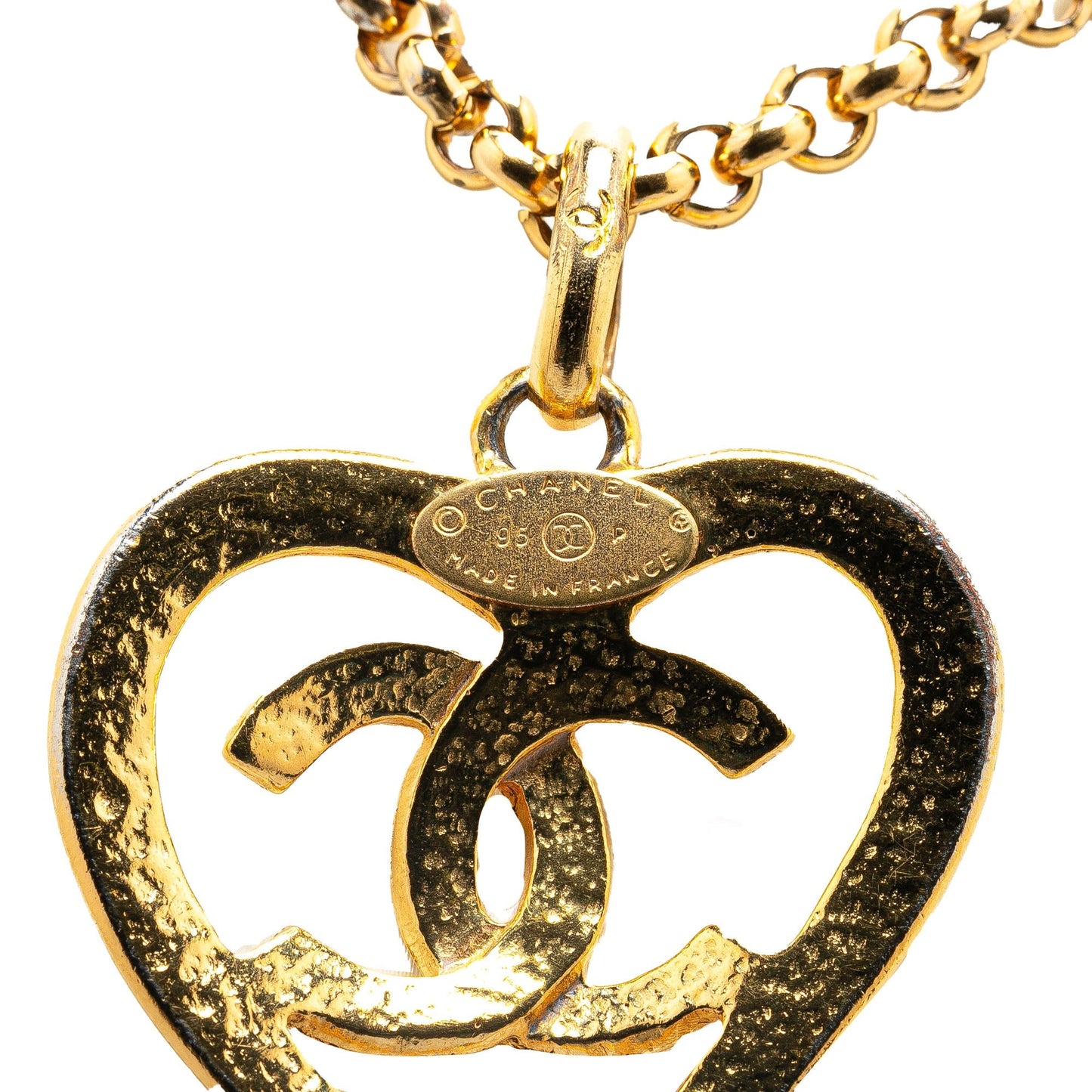 Gold Chanel Gold Plated CC Heart Pendant Necklace