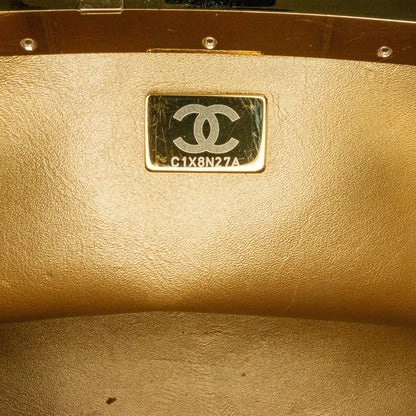 Black Chanel Quilted Patent Logo Chain Vanity Case