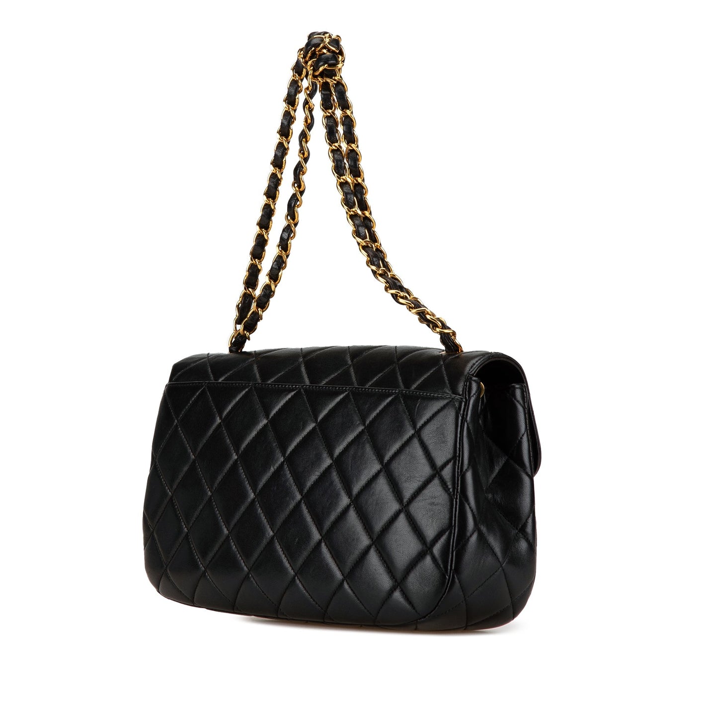 Black Chanel Quilted Lambskin Half Moon Single Flap Crossbody Bag