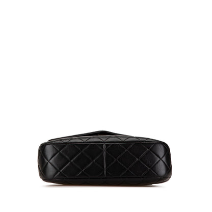 Black Chanel Quilted Lambskin Half Moon Single Flap Crossbody Bag