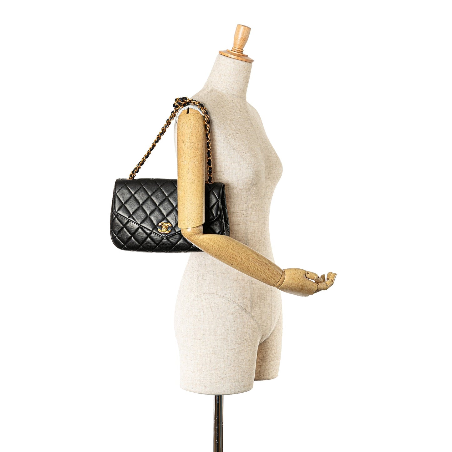 Black Chanel Quilted Lambskin Half Moon Single Flap Crossbody Bag