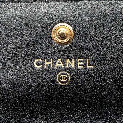 Black Chanel Quilted Lambskin Pearl Crown Clutch On Chain Satchel