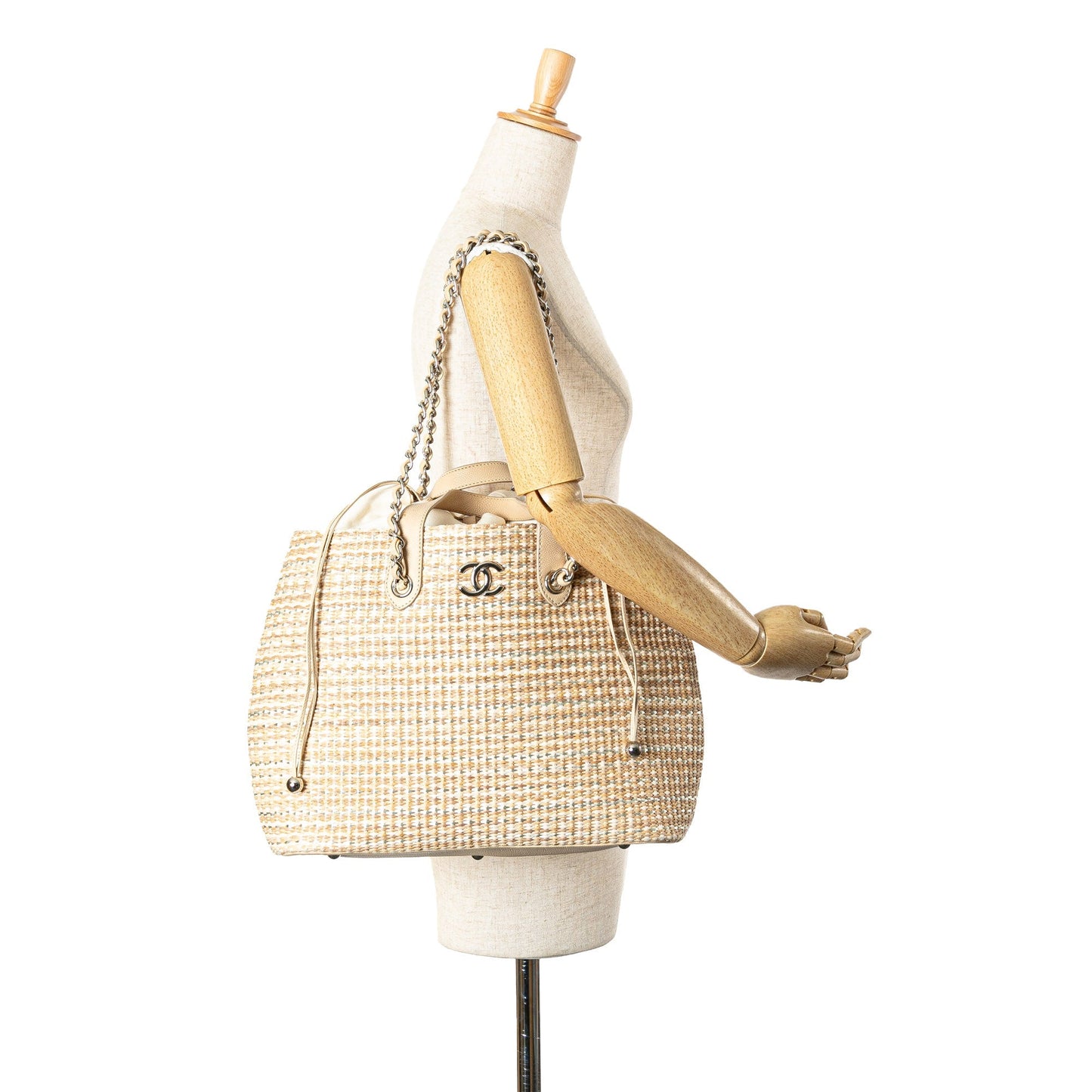 Brown Chanel Large CC Woven Straw Shopping Tote Satchel