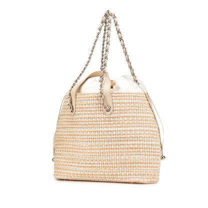 Brown Chanel Large CC Woven Straw Shopping Tote Satchel