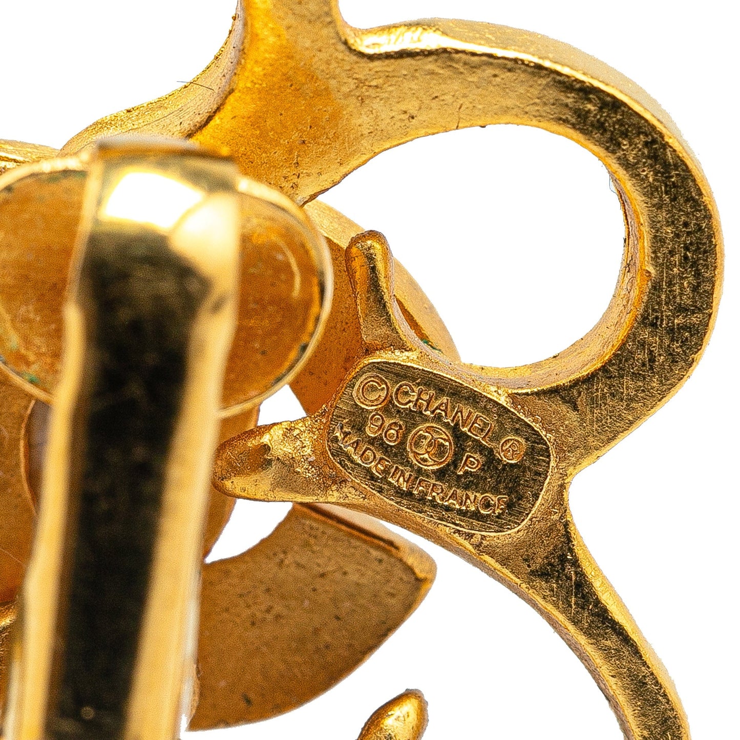 Gold Chanel Gold Plated CC Spinner Clip on Earrings
