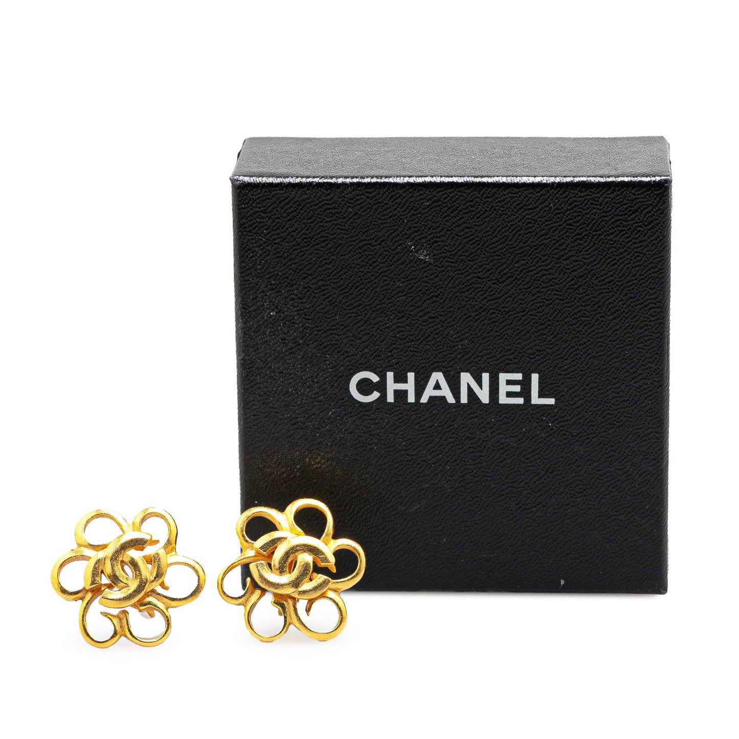 Gold Chanel Gold Plated CC Spinner Clip on Earrings