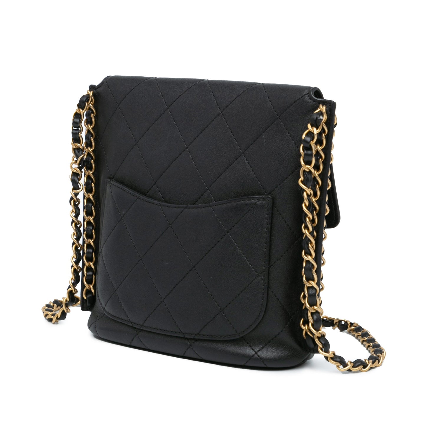 Black Chanel Small Quilted Calfskin Chain Hobo Flap Crossbody Bag