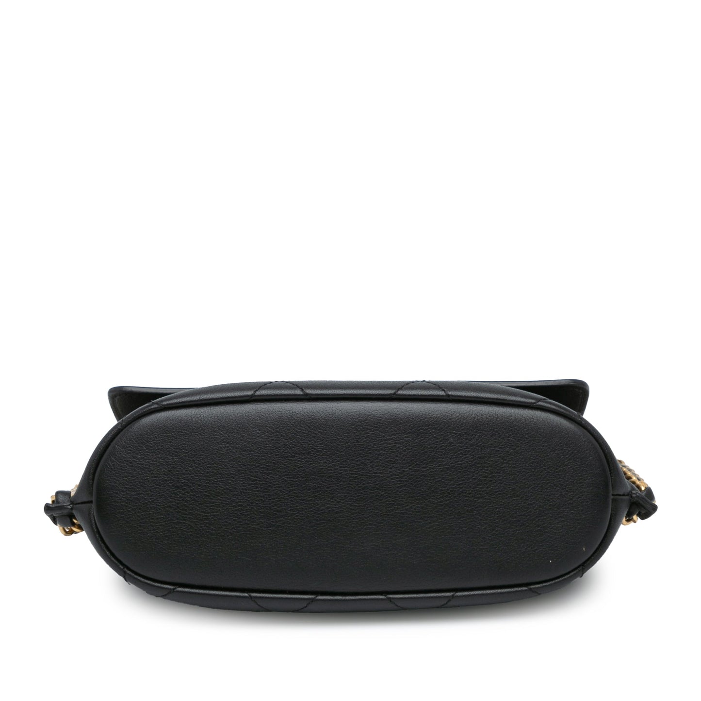 Black Chanel Small Quilted Calfskin Chain Hobo Flap Crossbody Bag