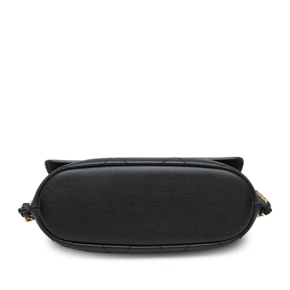 Black Chanel Small Quilted Calfskin Chain Hobo Flap Crossbody Bag