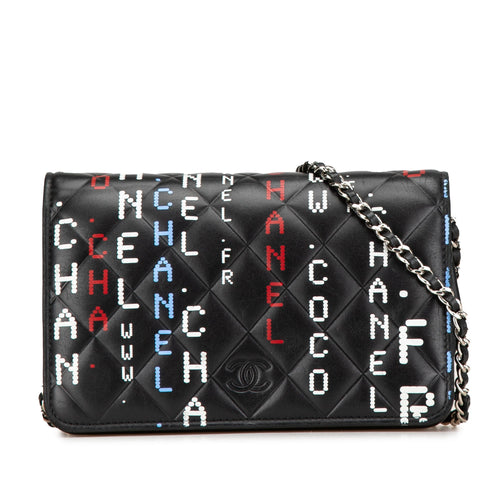 Black Chanel Quilted Lambskin Data Center Wallet On Chain Crossbody Bag